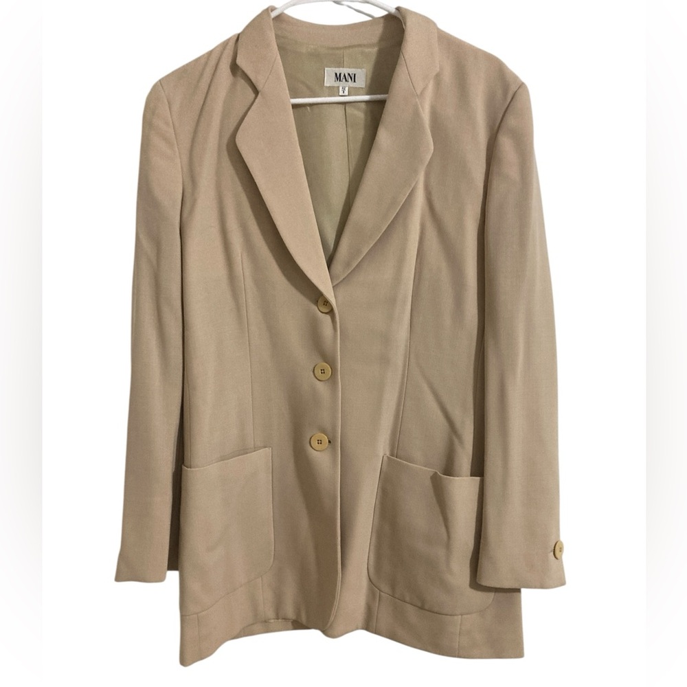 VTG MANI BLAZER-Beige Women's Tailored Blazer Jacket-Sz 8-100% wool!